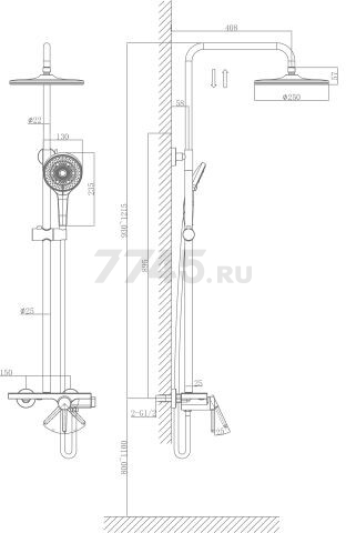 Душевая стойка A-FIVE серия Rose черный + красный (А5-1040) - Фото 3