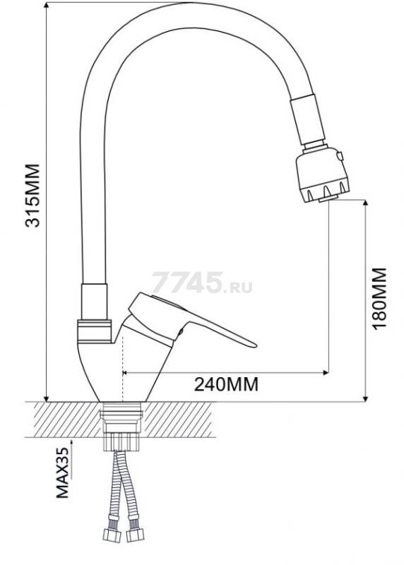 Смеситель для кухни ECONOCE серия 240 белый (EC0245WT) - Фото 10