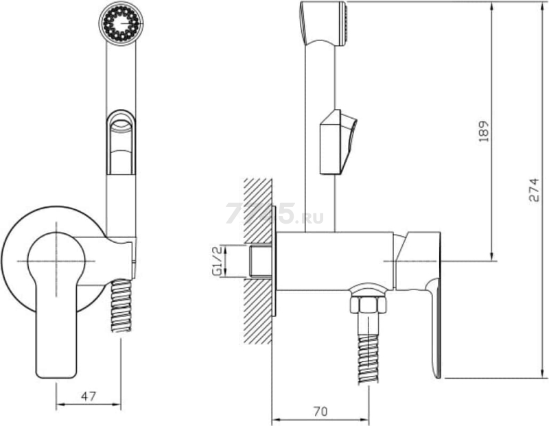 Гигиенический душ (смеситель для псевдобиде) AVAPAX серия Rhein черный (AP06138B) - Фото 5