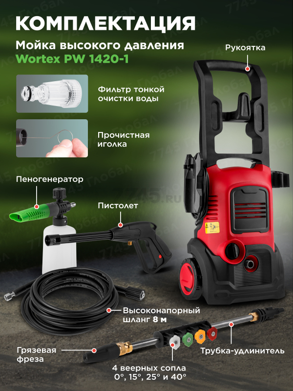 Мойка высокого давления WORTEX PW 1420-1 (1334464) - Фото 4