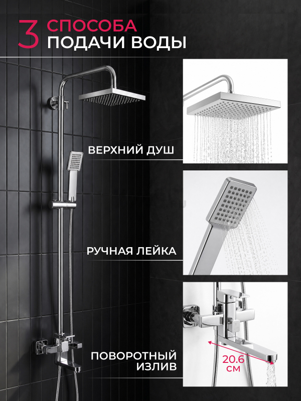 Душевая стойка ECONOCE серия 380 (EC0380) - Фото 2