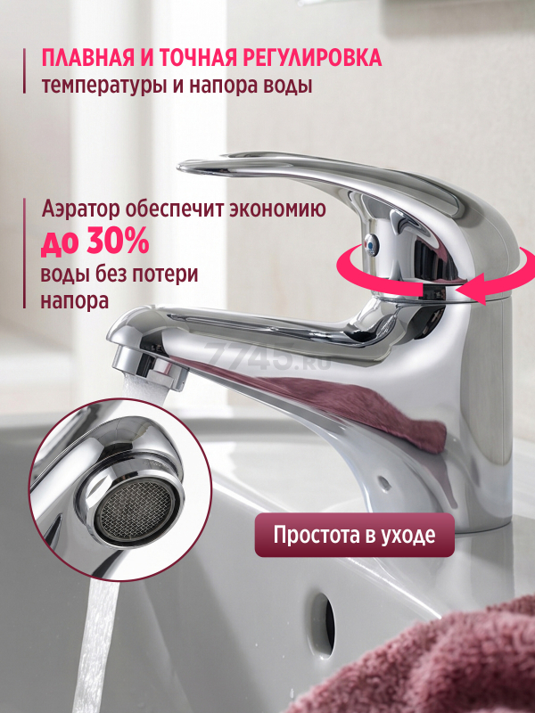 Смеситель для умывальника ECONOCE серия 360 (EC0360) - Фото 3