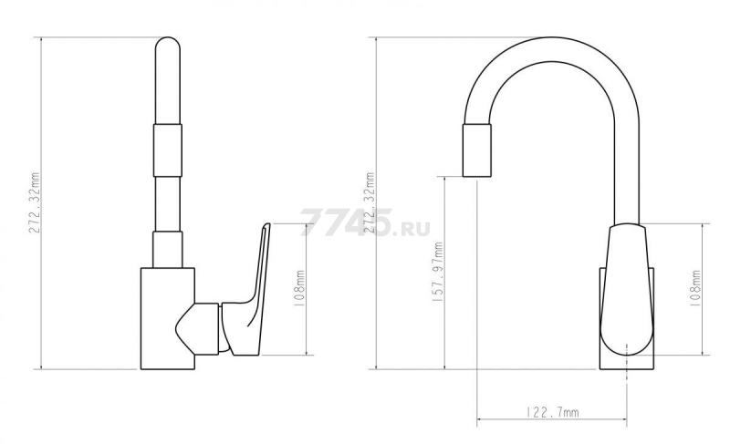 Смеситель для кухни ECONOCE серия 290 черный (EC0293) - Фото 2