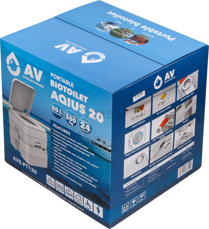 Биотуалет портативный AV ENGINEERING Aqius 20 (AVE-PT120) - Фото 24