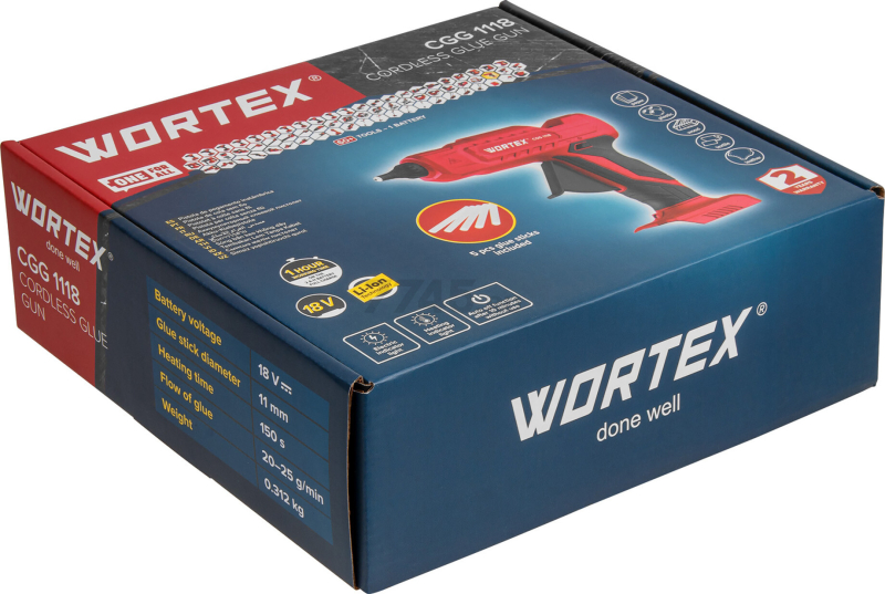 Пистолет клеевой аккумуляторный WORTEX CGG 1118 XLT SOLO (1334528) - Фото 11