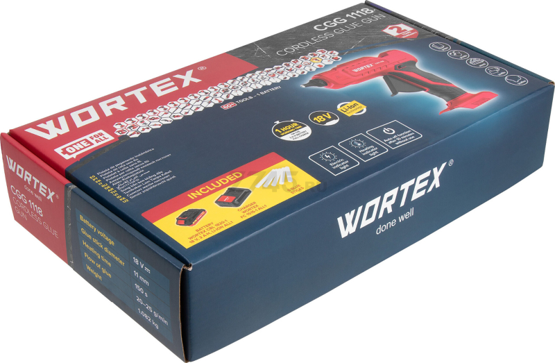 Пистолет клеевой аккумуляторный WORTEX CGG 1118 XLT SET (1334529) - Фото 11