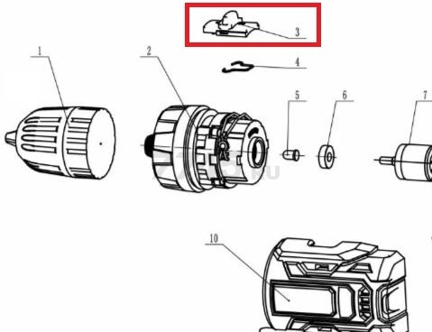 Кнопка переключения скоростей в сборе для дрели-шуруповерта BULL SR1804 (YN-2121-03+04)