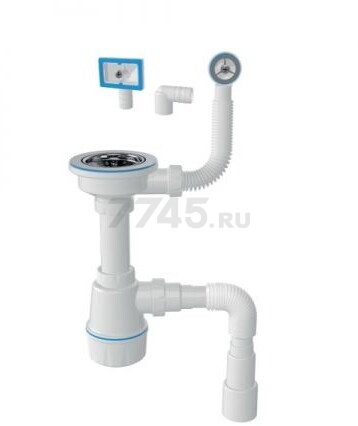 Сифон для кухни выпуск 3 1/2" круглый и прямоточный перелив гибкая труба 1/2" - 40/50 мм  AV engineering (AVE129776) - Фото 2
