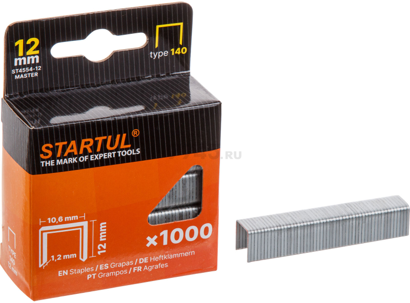 Скобы 12 мм тип 140 1000 штук STARTUL Master (ST4554-12)