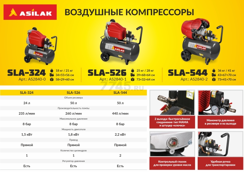 Компрессор ASILAK SLA-324 (AS2840-0) - Фото 7