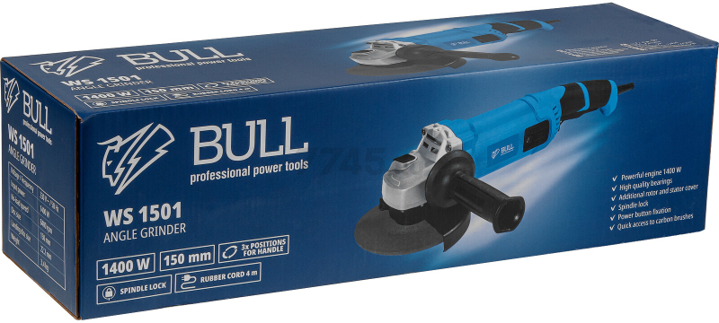 Шлифмашина угловая (болгарка) BULL WS 1501 (1333622) - Фото 9