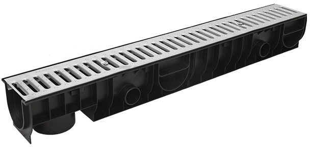 Лоток водоотводный Standart 100.125 h129 с решеткой стальной ECOTECK (ДИ15905000)