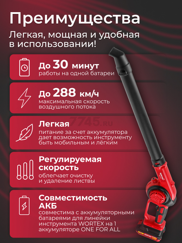 Воздуходувка аккумуляторная WORTEX LX BB 1518-1 D XLT SOLO (1334643) - Фото 4
