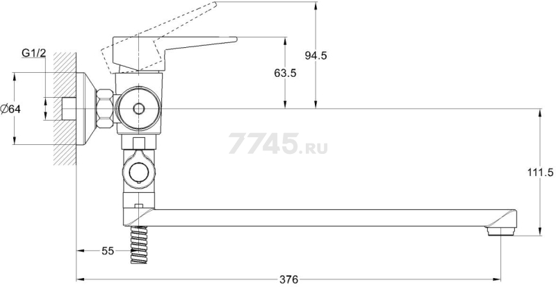 Смеситель для ванны ECONOCE серия 400 (EC0406) - Фото 2