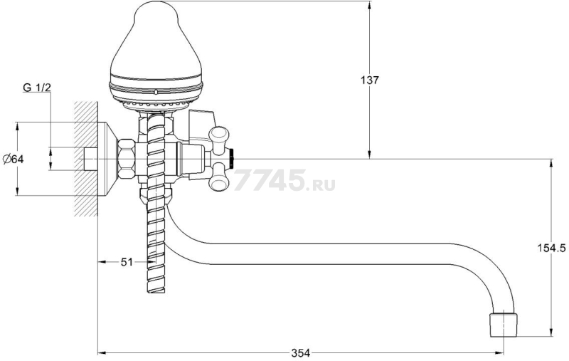 Смеситель для ванны ECONOCE серия 620 (EC0623) - Фото 10