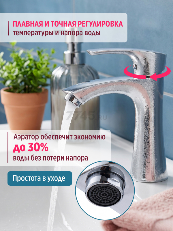 Смеситель для умывальника ECONOCE серия 580 (EC0580) - Фото 3