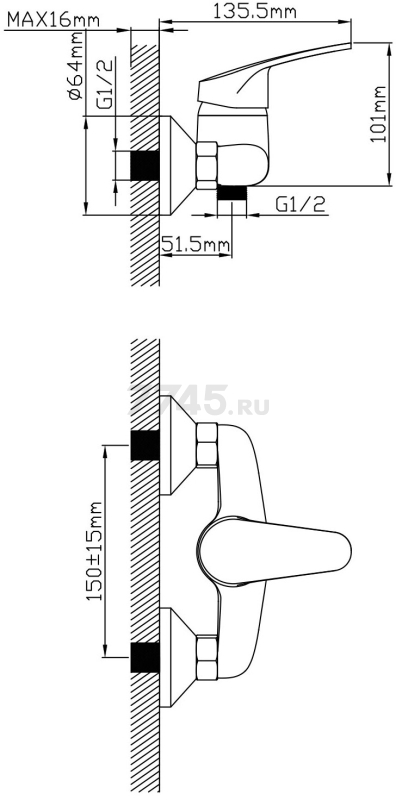 Смеситель для душа AV ENGINEERING Rom (AVROM5-A101-220) - Фото 7