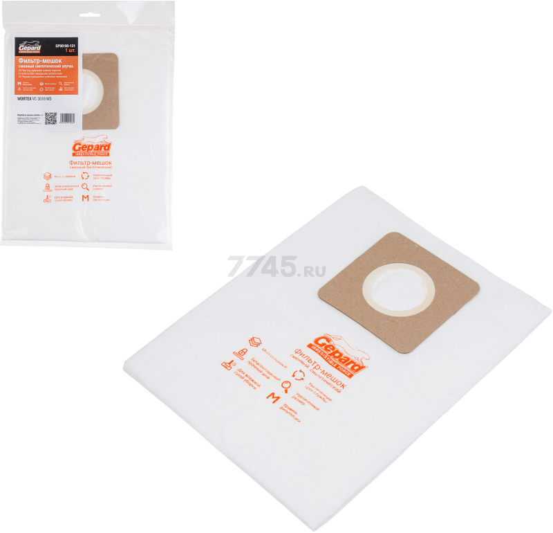 Мешок для пылесоса GEPARD для Wortex VC 3016 WS сменный улучшенный 1 штука (GP90190-121)