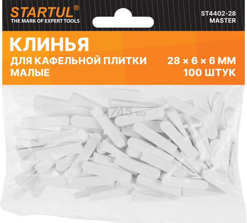 Клин для укладки кафельной плитки малый STARTUL Master 100 штук (ST4402-28)