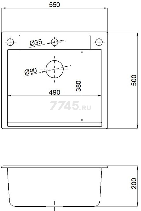 Мойка из искусственного камня AV ENGINEERING Unit черный (AVE550500BKA) - Фото 17