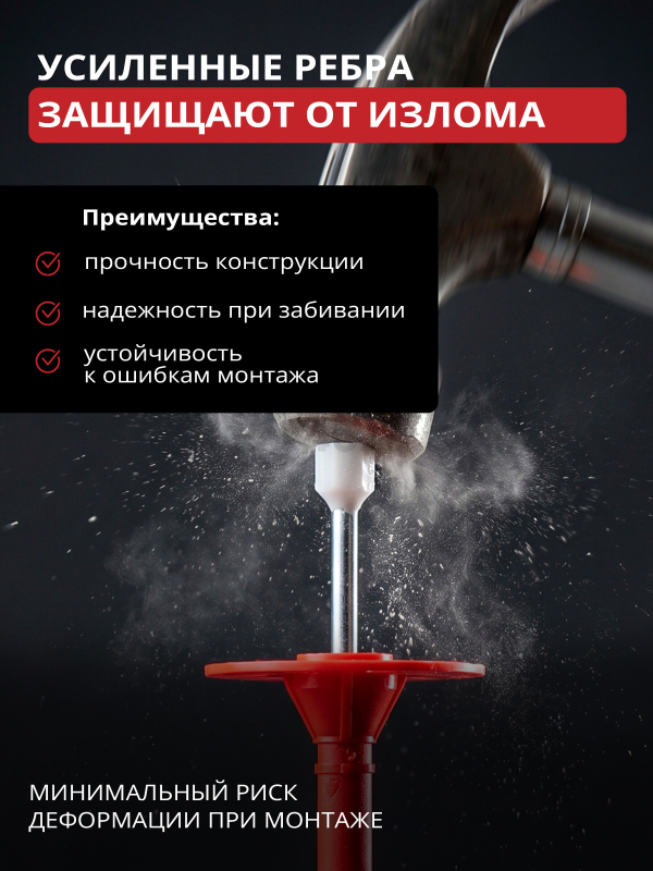 Дюбель для теплоизоляции 10х220 мм с металлическим гвоздем термоголовка STARFIX 30 штук (SMD5-54210-30) - Фото 9