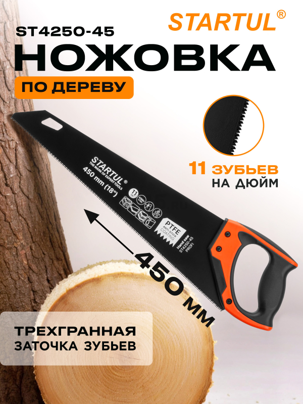 Ножовка по дереву 450 мм 11 TPI STARTUL Profi (ST4250-45)