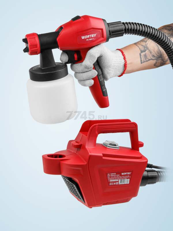 Краскораспылитель электрический WORTEX PS 1165-1 (1325733) - Фото 16