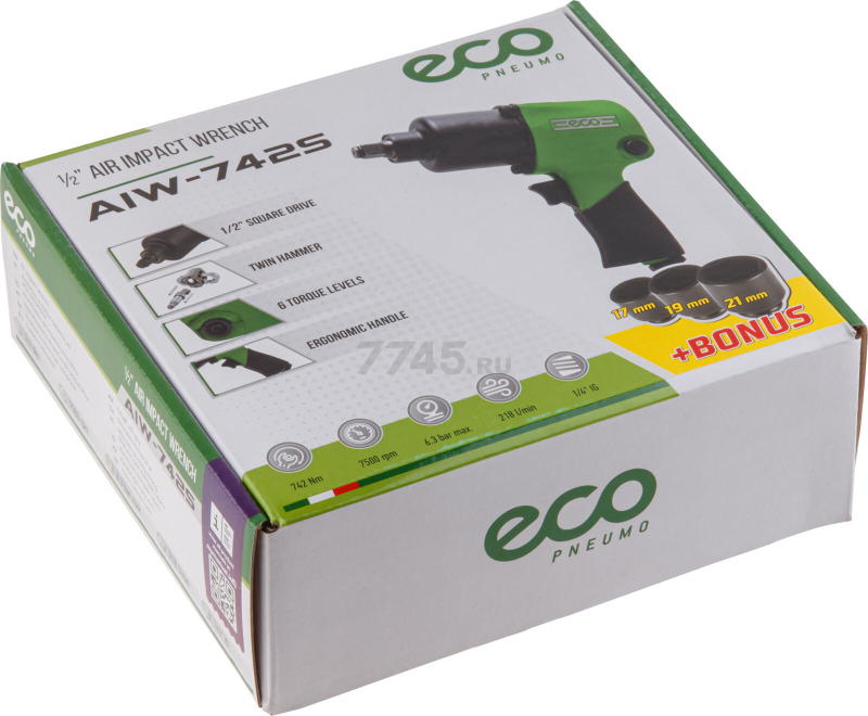 Пневмогайковерт ударный 1/2" ECO AIW-742S (ЕС3914-4) - Фото 16