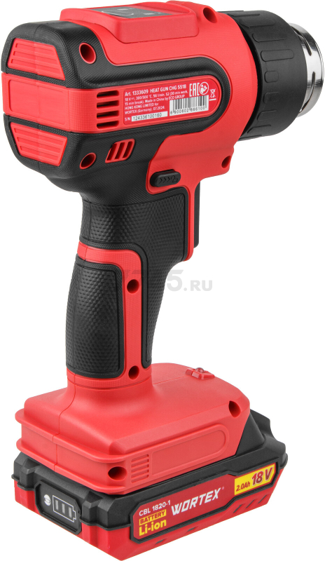 Фен строительный (термовоздуходувка) аккумуляторный WORTEX CHG 5518 ALL1 XLT SET (1333610) - Фото 11