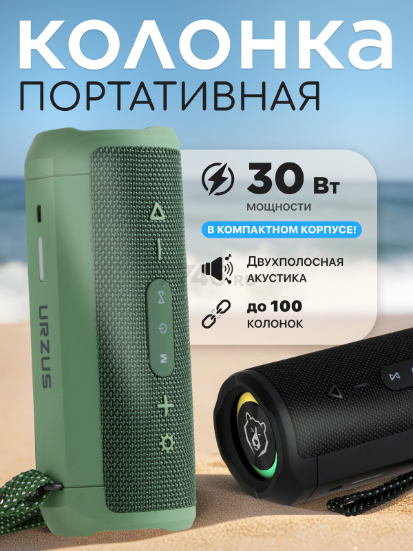 Колонка портативная беспроводная URZUS Riff Green (UR-541111)