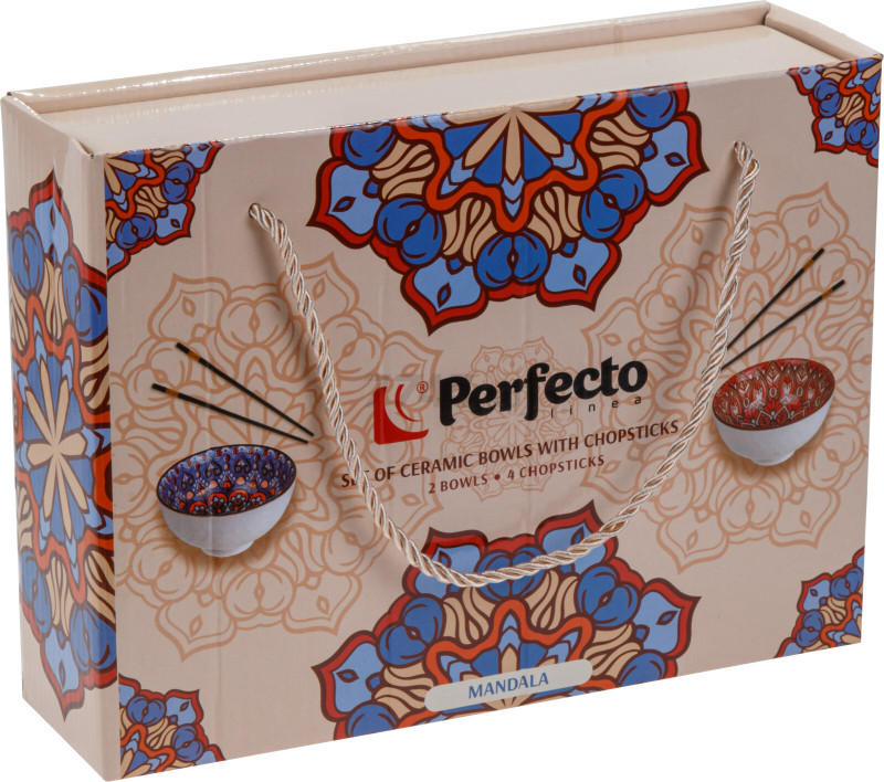 Набор керамических мисок с палочками для еды PERFECTO LINEA Mandala 6 предметов (30-115001) - Фото 6