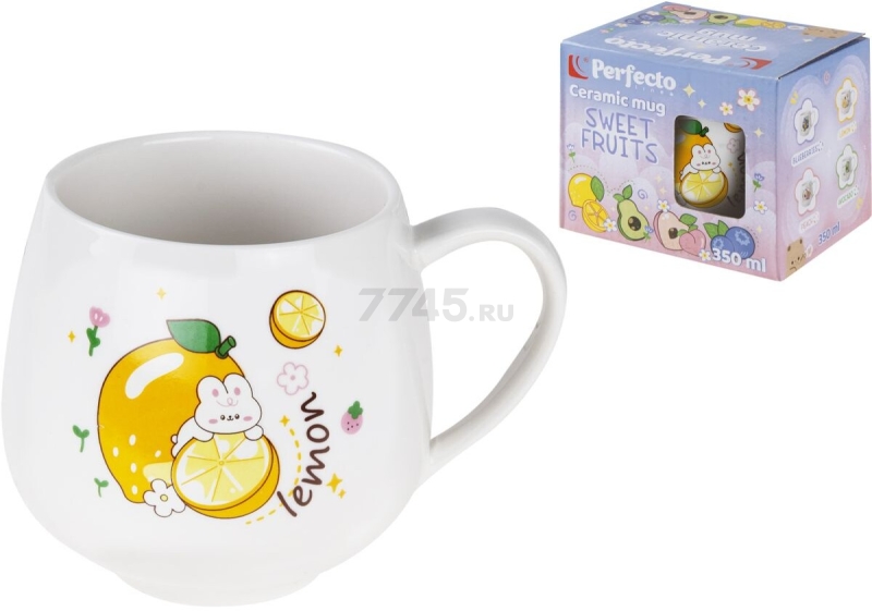 Кружка керамическая PERFECTO LINEA Sweet fruits лимон 350 мл (17-401111) - Фото 4