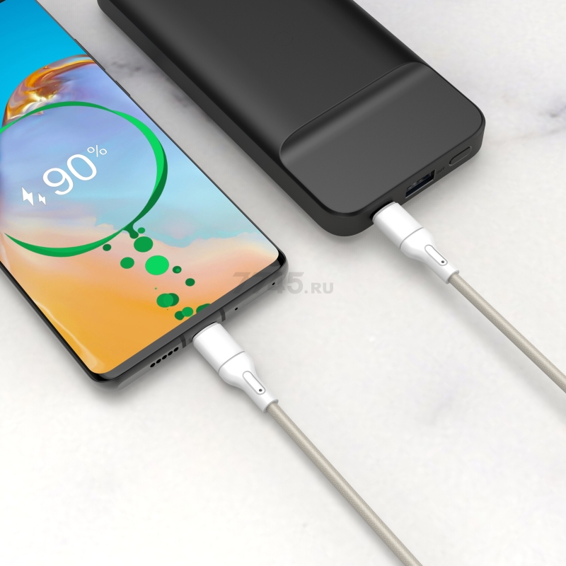 Кабель USB KEIZEN KZ-5289101, Type-C - Lightning, PD20W, 1 м, бежевый - Фото 8