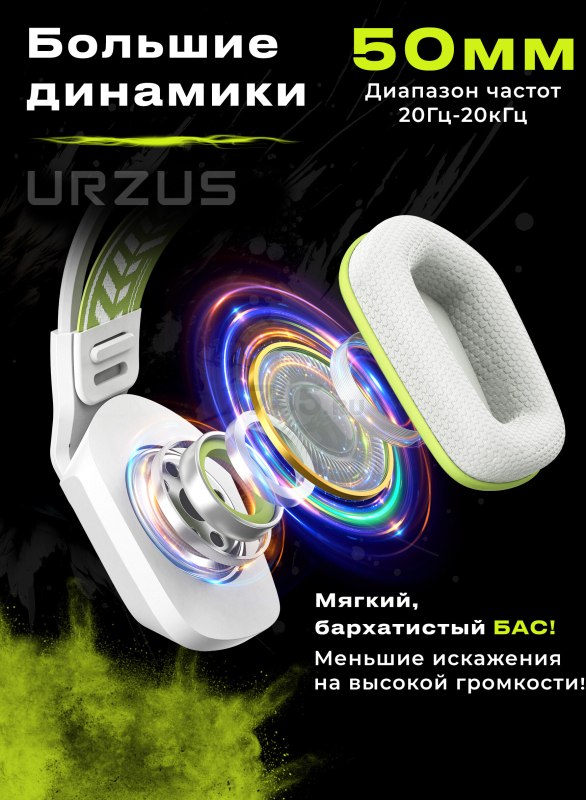 Наушники-гарнитура игровые URZUS White Cloud UR-5524116 - Фото 4