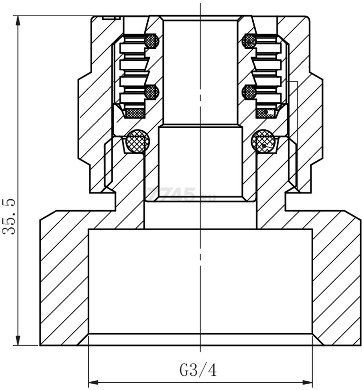 Муфта латунная 16(2.0)х3/4" с внутренней резьбой для трубы PEX AV ENGINEERING (AVE309013) - Фото 2