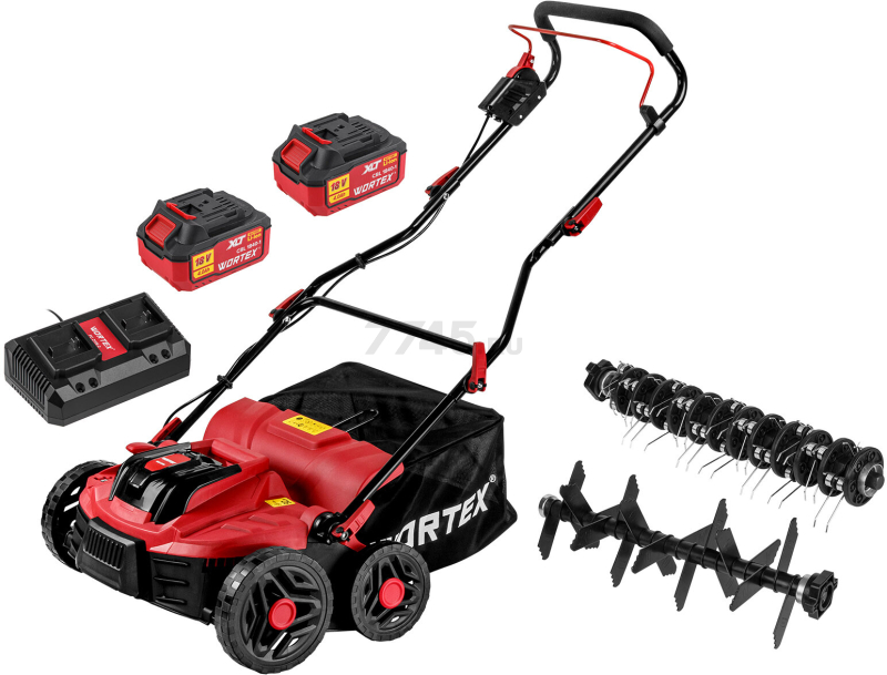 Аэратор-скарификатор для газона аккумуляторный WORTEX CAE 3736 ALL1 XLT SET (1334877) - Фото 8