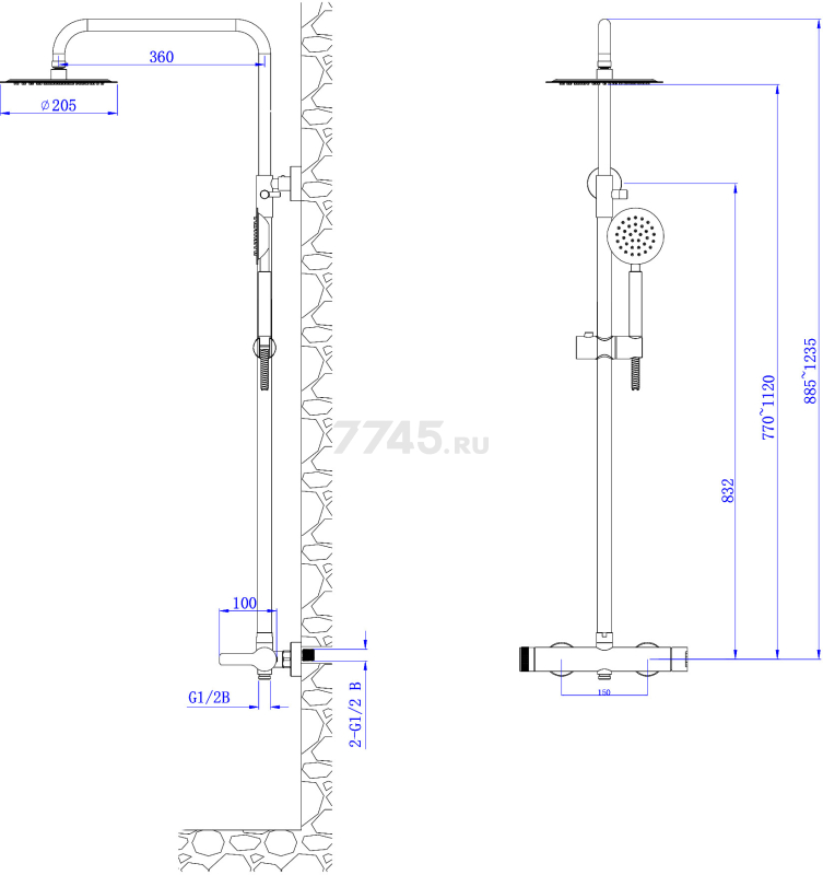 Душевая стойка  AV ENGINEERING Bon (AVBON15-BW0) - Фото 2