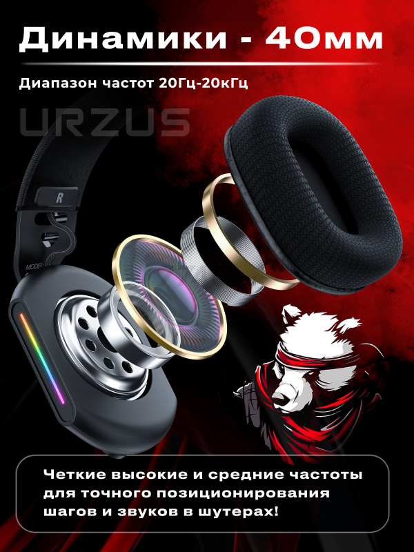 Наушники-гарнитура игровые URZUS Ninja X UR-5524118 - Фото 5
