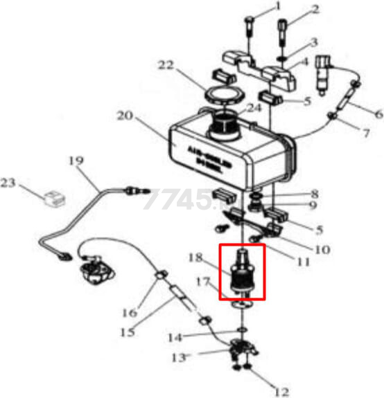 Фильтр топливный в сборе для дизельного двигателя 186F (FMS-01313)
