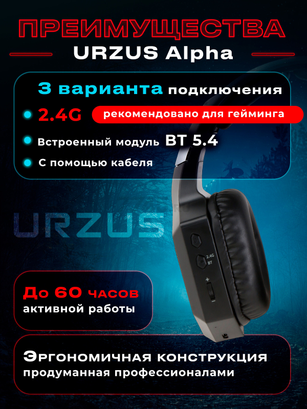 Наушники-гарнитура игровые URZUS Alpha UR-5524121 - Фото 5