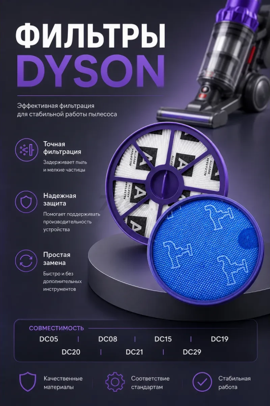 Фильтр для пылесоса Dyson DC19, DC20, DC21, DC29 BRUNER (MPVC-DC19)
