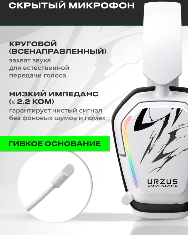 Наушники-гарнитура игровые беспроводные URZUS Invader UR-5524127 - Фото 3