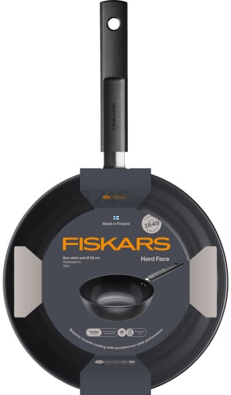 Сковорода ВОК алюминиевая 28 см 4,5 л FISKARS Hard Face (1075523) - Фото 4