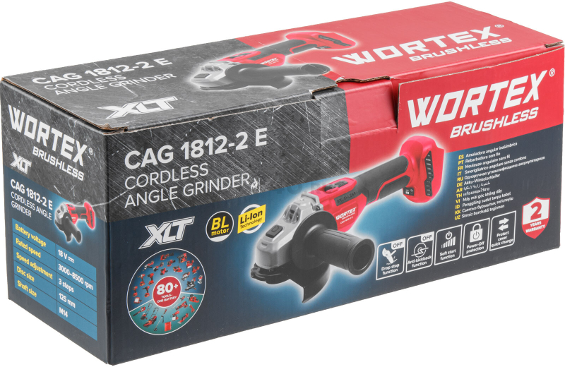 Шлифмашина угловая аккумуляторная WORTEX CAG 1812-2 E XLT SOLO (1334916) - Фото 21