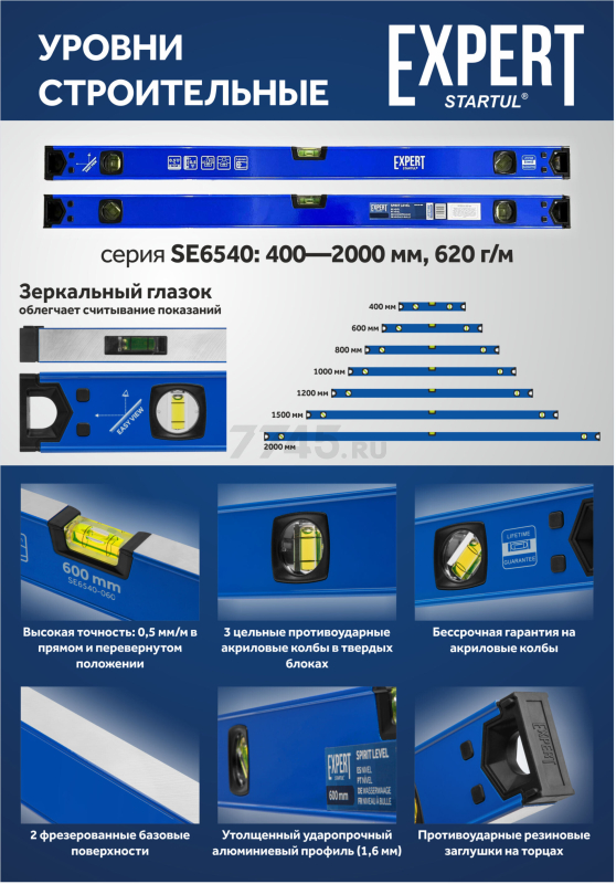 Уровень 2000 мм STARTUL Expert (SE6540-200) - Фото 2