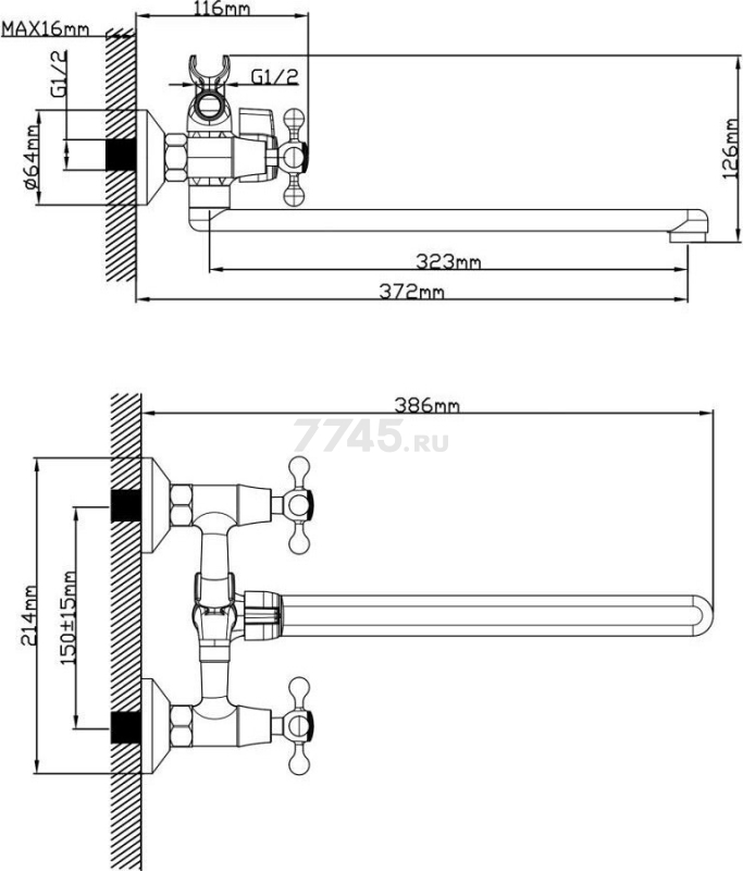Смеситель для ванны AV ENGINEERING (AVROL7-D23) - Фото 7