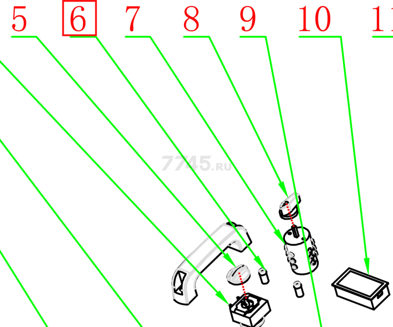 Индикатор контрольный зеленый для зарядного автомобильного устройства Solaris St-652 (ST-652-06G)