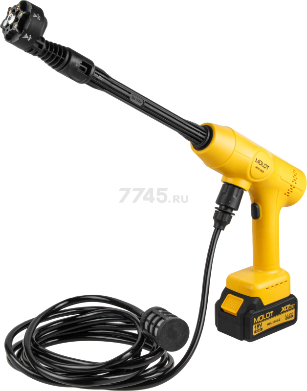 Мойка высокого давления (пистолет) аккумуляторная MOLOT MPW 1825 XLT Lite SET (2318011) - Фото 13
