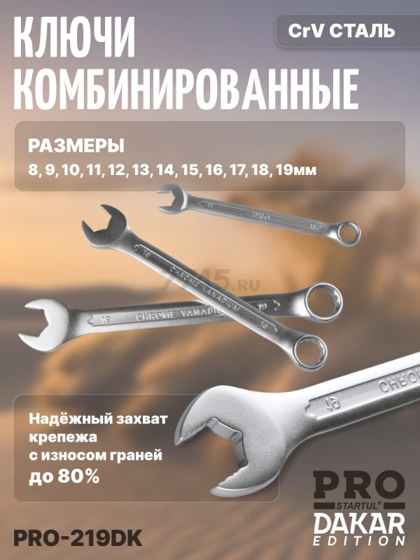 Набор инструментов 1/4", 3/8", 1/2" 6 граней PRO STARTUL Dakar 219 предметов (PRO-219DK) - Фото 3