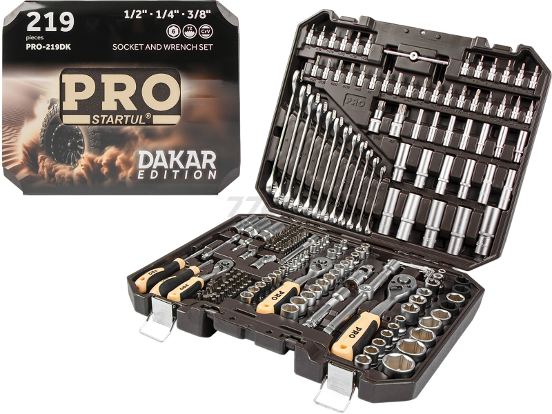 Набор инструментов 1/4", 3/8", 1/2" 6 граней PRO STARTUL Dakar 219 предметов (PRO-219DK) - Фото 13